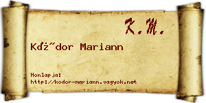 Kódor Mariann névjegykártya