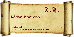 Kódor Mariann névjegykártya