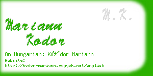 mariann kodor business card